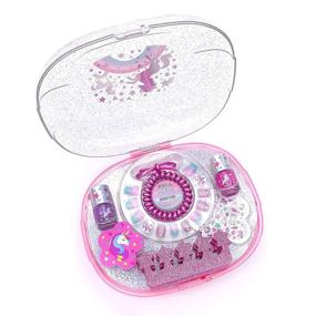 img 2 attached to Non-Toxic Unicorn Manicure Kit for Girls - Kids Nail Polish Set with Dryer, Scented Press-On Nails, Stickers, and Glitter Peel-off Nail Polishes - Includes File for Little Girls Tweens