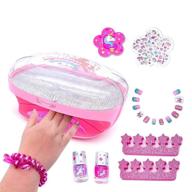 non-toxic unicorn manicure kit for girls - kids nail polish set with dryer, scented press-on nails, stickers, and glitter peel-off nail polishes - includes file for little girls tweens logo