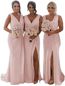 img 4 attached to 👗 Caraelm Chiffon Bridesmaid Dresses for Women's Wedding Attire