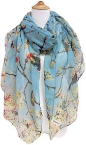 img 3 attached to 🌸 GERINLY Lightweight Women's Floral Birds Scarf: Print Cotton Holiday Scarves and Wraps