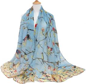 img 1 attached to 🌸 GERINLY Lightweight Women's Floral Birds Scarf: Print Cotton Holiday Scarves and Wraps