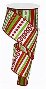 img 1 attached to 🎄 2.5 inch Wide Loopy Stripes Christmas Ribbon Roll - 10 Yards with Wired Edge