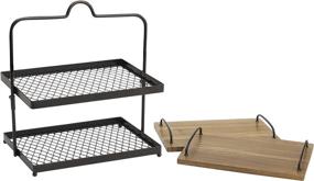 img 2 attached to Gourmet Basics Sierra Metal Buffet Stand with Removable Acacia Serving Trays in Antique Black - by Mikasa