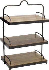 img 4 attached to Gourmet Basics Sierra Metal Buffet Stand with Removable Acacia Serving Trays in Antique Black - by Mikasa