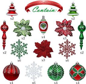 img 3 attached to 🎄 Valery Madelyn 50ct Classic Collection Splendor Red Green White Christmas Ball Ornaments: Shatterproof Xmas Tree Decorations