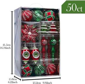 img 2 attached to 🎄 Valery Madelyn 50ct Classic Collection Splendor Red Green White Christmas Ball Ornaments: Shatterproof Xmas Tree Decorations