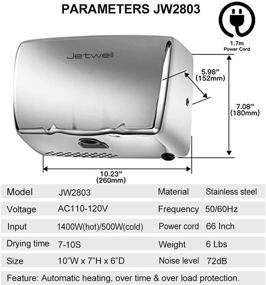 img 3 attached to 💨 JETWELL 2Pack High Speed Commercial Automatic Hand Dryer - Heavy Duty Stainless Steel - Warm Air Hand Blower (Polished Stainless Steel)