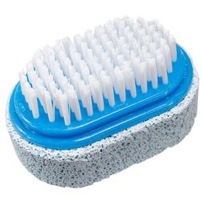 img 2 attached to Blue Two-Sided Foot Scrubber: Pumice Stone for Smoothness & Bristle Brush Exfoliator