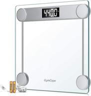 🌟 gymcope digital bathroom scale: high precision step on scale for body weight (440lbs/200kg) - lcd backlit, tempered glass platform, tape measure, batteries included (silver) logo