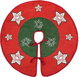 img 4 attached to 🎄 Christmas Tree Skirt Design on Jacquard Woven Fabric, Holiday Decoration (30 Inch, Red 4) by Primode
