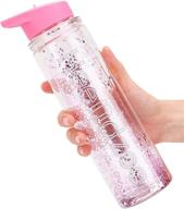 💖 sparkling pink girls water bottles with straw - 18oz glitter, bpa-free, leak-proof, double wall insulated for hot and cold beverages - perfect for school, fitness, and sports logo