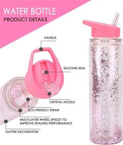 img 3 attached to 💖 Sparkling Pink Girls Water Bottles with Straw - 18oz Glitter, BPA-Free, Leak-Proof, Double Wall Insulated for Hot and Cold Beverages - Perfect for School, Fitness, and Sports