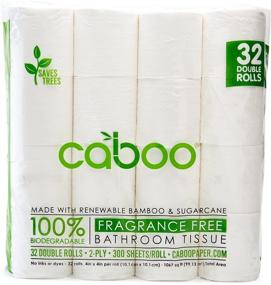 img 3 attached to 🌿 Бумага для туалета Caboo Bamboo - Набор 32 двойных рулонов, биоразлагаемая и безопасная для септика бумага с эко-мягкими листами из 2 пластов - альтернатива древесине