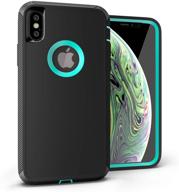 📱 viero defender iphone xs case - heavy duty rugged impact resistant full protective armor military protection belt clip holster kickstand cover for iphone 10 - black/blue logo