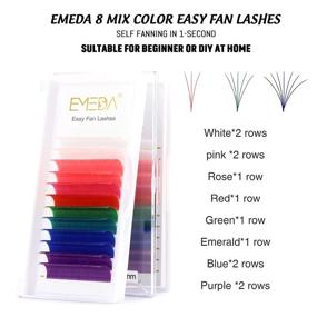 img 3 attached to 💕 EMEDA Mix 8 Colored Lash Extensions for Effortless Volume | Easy Fan Volume Lashes | Colorful Self Fanning Volume Eyelash Extensions | Mixed 8 Color 0.07mm D Curl 15mm