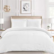 cozylux full/queen seersucker comforter set in white - 7-piece bed in a bag bedding set with all season comforter, sheets, pillow sham, flat sheet, fitted sheet, and pillowcase logo