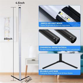 img 2 attached to 🏮 Set of 2 Corner Floor Lamp, 60" RGB Dimmable LED Floor Lights with Remote Control for Ambient Reading, Modern Night Lights Decoration for Living Room, Bedrooms, Home Décor, Party, Christmas