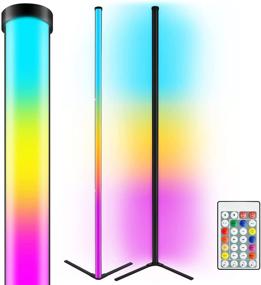 img 4 attached to 🏮 Set of 2 Corner Floor Lamp, 60" RGB Dimmable LED Floor Lights with Remote Control for Ambient Reading, Modern Night Lights Decoration for Living Room, Bedrooms, Home Décor, Party, Christmas