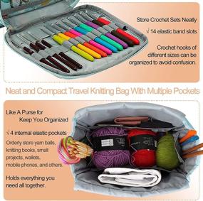 img 1 attached to 🧶 Blue Coopay Knitting Bag - Yarn Storage Organizer and Portable Tote Basket for Crochet Hooks, Crocheting Kit, Knitting Needles, Yarn Balls, Projects, and Sewing Supplies - No Accessories Included