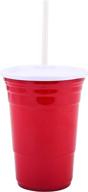 🍻 reusable red plastic party cups with lid and straw – 24 oz – extra sturdy, bpa-free, washable – perfect for bbqs, camping, and parties – red cup living logo