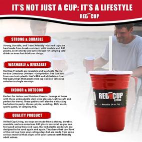 img 1 attached to 🍻 Reusable Red Plastic Party Cups with Lid and Straw – 24 oz – Extra Sturdy, BPA-free, Washable – Perfect for BBQs, Camping, and Parties – Red Cup Living