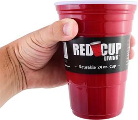 img 3 attached to 🍻 Reusable Red Plastic Party Cups with Lid and Straw – 24 oz – Extra Sturdy, BPA-free, Washable – Perfect for BBQs, Camping, and Parties – Red Cup Living