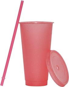 img 1 attached to 🥤 Tumbler with Straw and Lid - Reusable Plastic Cups (5 Pack, 24oz) - Ideal for Iced Coffee, Travel, and Parties