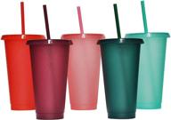 🥤 tumbler with straw and lid - reusable plastic cups (5 pack, 24oz) - ideal for iced coffee, travel, and parties logo