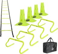 🏃 agility ladder and hurdle training set with carry bag - pro footwork 2.0 - adjustable heights 6”, 9” & 12” - ideal for speed training in soccer, football & all sports (green) логотип