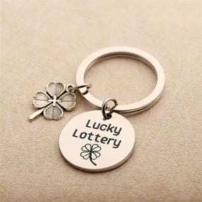 img 3 attached to SEIRAA Good Luck Jewelry - Gambler's Gift: Lottery Ticket Keychain with Four Leaf Clover Charm