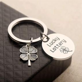 img 1 attached to SEIRAA Good Luck Jewelry - Gambler's Gift: Lottery Ticket Keychain with Four Leaf Clover Charm