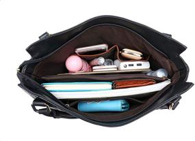 img 2 attached to Женские кожаные сумки с регулируемым плечевым ремнем и просторным объемом, включает кошелек