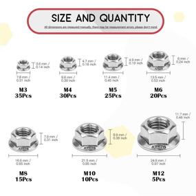 img 3 attached to Hilitchi 140-Piece Hex Flange Nuts Assortment Kit - M3 M4 M5 M6 M8 M10 M12 - High-Quality 304 Stainless Steel