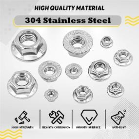 img 2 attached to Hilitchi 140-Piece Hex Flange Nuts Assortment Kit - M3 M4 M5 M6 M8 M10 M12 - High-Quality 304 Stainless Steel