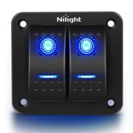 🔘 nilight 90106b 2 gang rocker switch panel - 5 pin on off pre-wired rocker switch aluminum panel - waterproof switch panel for 12v/24v automotive cars, marine boats, atvs, trailers - 2 years warranty logo