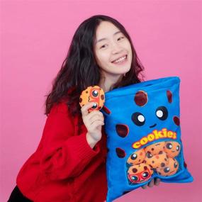 img 1 attached to 🍪 Soft Plush Snack Pillow Toy - Cookie Bag Stuffed Plushies Doll for Birthday Gift, Game Pillow Cushion Toy, Yummy Food Theme, Ideal for Kids (Blue)