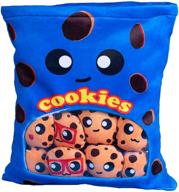 🍪 soft plush snack pillow toy - cookie bag stuffed plushies doll for birthday gift, game pillow cushion toy, yummy food theme, ideal for kids (blue) logo