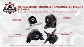 img 1 attached to Engine and Transmission Mount Set of 4 - Compatible with Honda Civic 2001-2005 1.7L Automatic Trans - Replacing 50840-S5A-A81, 50840-S5A-990,50810-S5A-013, 50810-S5A-992, A6595, A6588, A6591, A4511