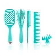 🔥 ultimate detangling brush comb set for curly hair – curved vented brush, wide-toothed comb, rat tail comb, scalp massager, wet & dry use – ideal for women, men, all hair types logo