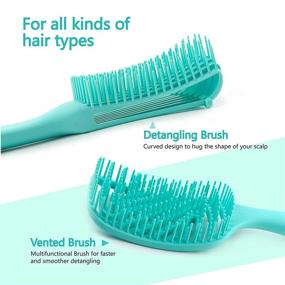 img 3 attached to 🔥 Набор для расчёсывания волос "Ultimate Detangling Brush Comb" для кудрявых волос - закругленная расчёска с вентиляцией, широкозубчатая расчёска, расчёска с хвостиком, массажёр для кожи головы, использование на влажных и сухих волосах - идеально подходит для женщин, мужчин и всех типов волос.