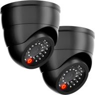 📷 szyan dummy security cameras, fake surveillance cctv dome with flashing red light wireless lens - ideal for home, outdoor, indoor, business - black (2 pack) logo