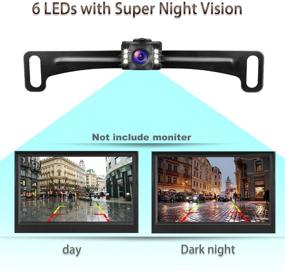 img 1 attached to 📷 GLK License Plate Backup Camera - Wide View Angle, 6 LED Night Vision, Waterproof Rear View Camera with Guide Line On/Off - Front & Back Up