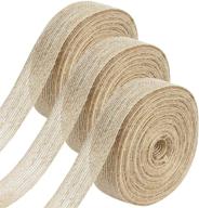 🎀 pack of 3 rolls - natural jute burlap fabric ribbon for wedding, events, party wrapping, and home decor - 11 yards per roll - 1 inch width logo