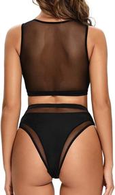 img 3 attached to 👙 Dixperfect Mesh Bikini Sets: Stylish High-Waisted Swimwear for Women