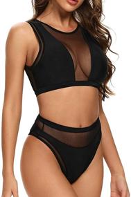 img 1 attached to 👙 Dixperfect Mesh Bikini Sets: Stylish High-Waisted Swimwear for Women