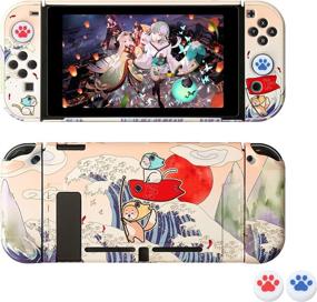 img 4 attached to [Pro Version] Nintendo Switch Case - FANPL Hard Shell Protective Cover for Switch and Joy Con Controller with 2 Cat Claw Thumb Grips (Ukiyoe Art)