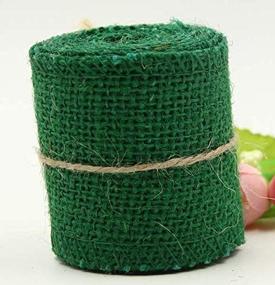 img 4 attached to 🎄 Versatile Huachnet Natural Jute Burlap Ribbon Roll Fabric: Perfect for Wedding, Party, Home DIY Decoration - Pack of 1 in Chistmas Green