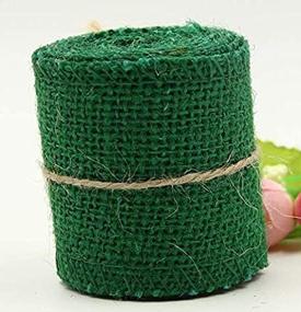 img 2 attached to 🎄 Versatile Huachnet Natural Jute Burlap Ribbon Roll Fabric: Perfect for Wedding, Party, Home DIY Decoration - Pack of 1 in Chistmas Green