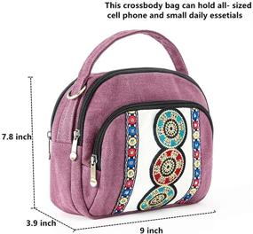 img 3 attached to Canvas Crossbody Embroidery Phone Girls White