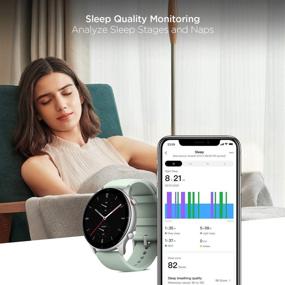 img 1 attached to 🌿 Умные часы Amazfit GTR 2e со встроенной Алексой и GPS, 90 спортивных режимов, батареей на 24 дня, мониторингом уровня кислорода в крови, водонепроницаемые - зеленые